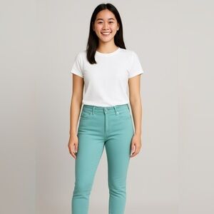 Mona High Rise Tract Jeans Angel Blue Denim Skinny Crop Fray MSRP $90 Size 0/25"